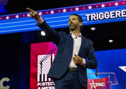 National,Harbor,,Md,Us,-,Mar,3,,2023:,Donald,Trump A man giving a speech at a conference, gesturing emphatically