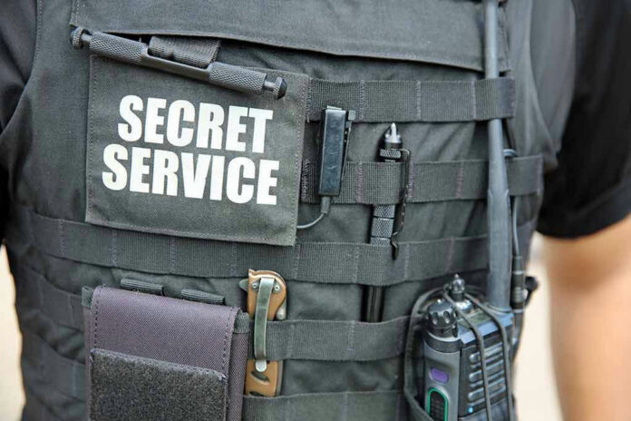 Secret Service gear on bulletproof vest.